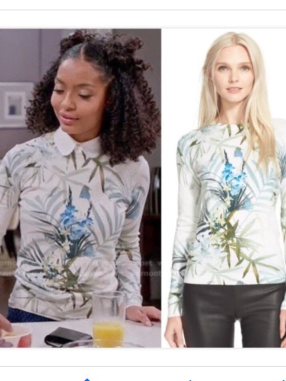 Ted Baker Nayda Twilight Floral Palm Sweater Women's TB1 US 0-2 *Flawed* Read!